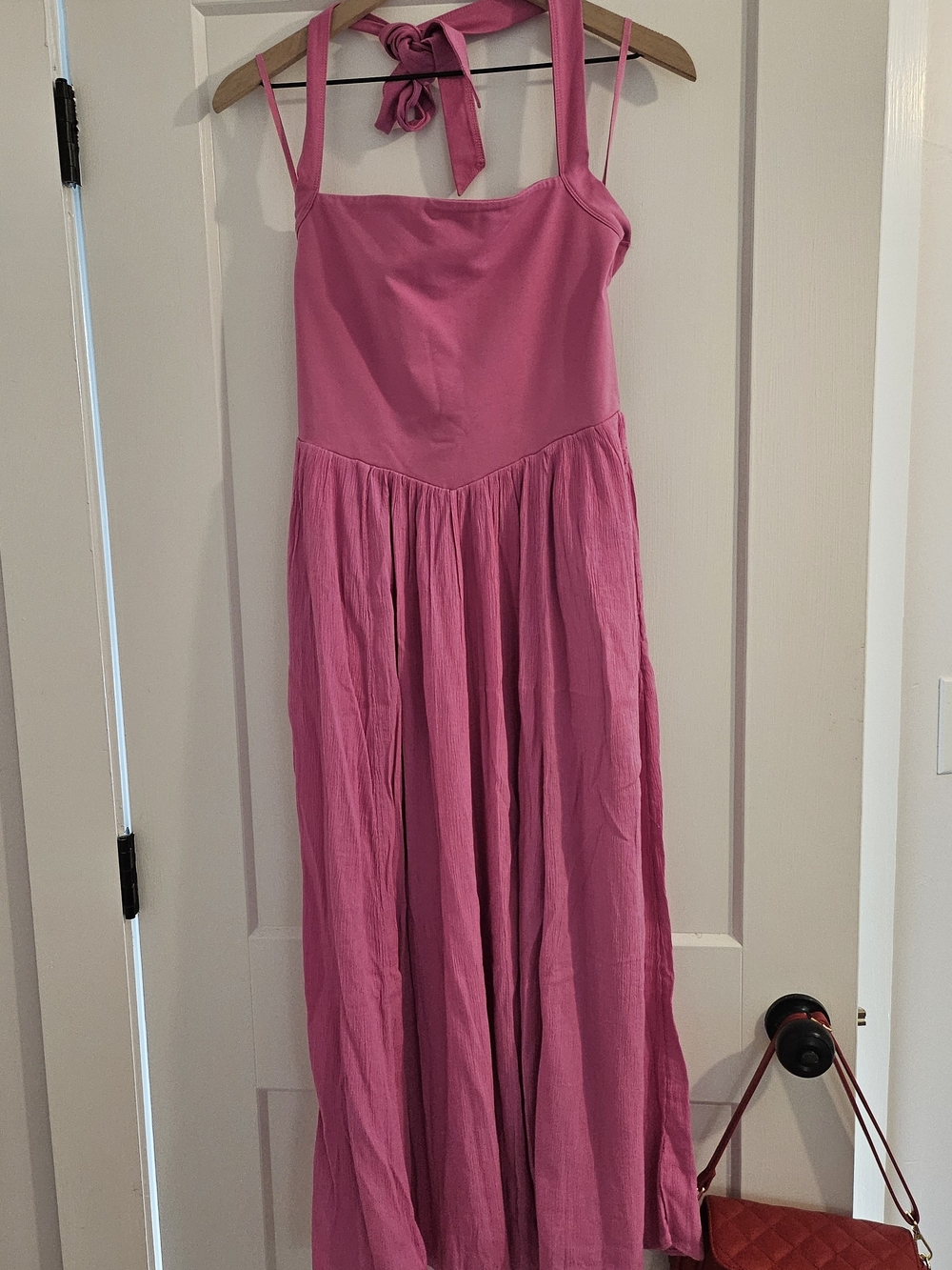 aerie Bright Pink Maxi Skirt with Halter Tie